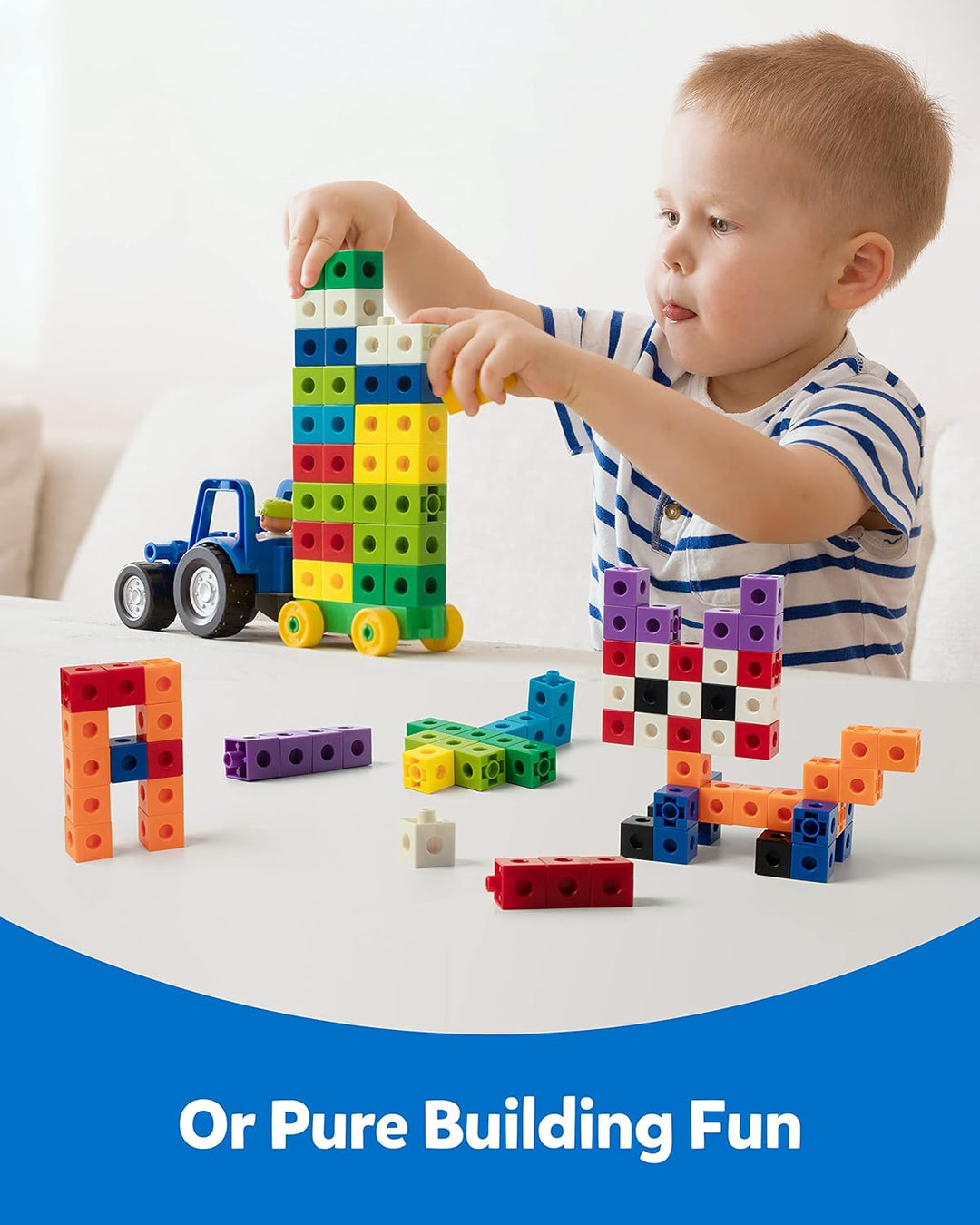Coogam Mathe-Würfel, Manipulative Zahlenzählblöcke mit Activity Snap Linking Cube Math Construction