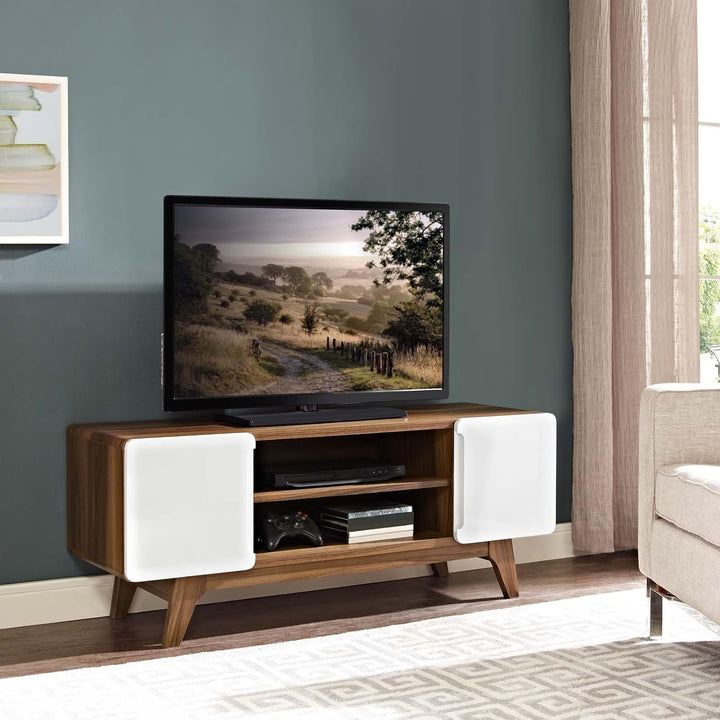 Modway- Tread Mid-Century Moderner 47-Zoll-TV Board, Walnuss Weiss, 39 x 119 x 47 cm, Walnuss Weiss
