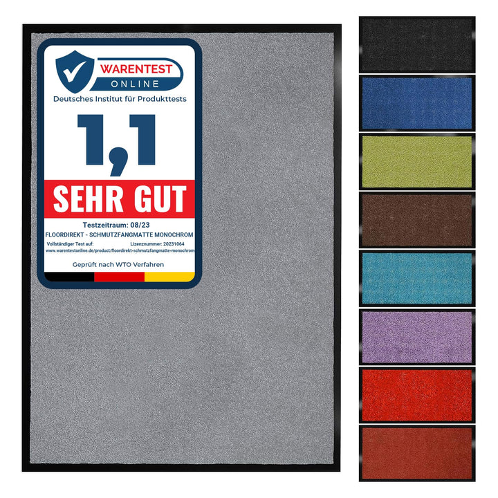 Floordirekt Schmutzfangmatte Monochrom | Fussmatte in 10 Grössen &amp; 8 Farben | Türmatte für innen &amp; a