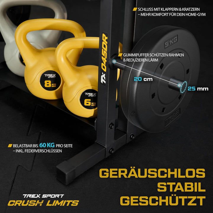 TREX SPORT Hantelablage Gewichteständer bis 320 kg, rutschfest TX-045DR | Stahl Hantelständer für Ha