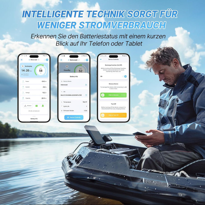 Redodo 12V 50Ah Smart Bluetooth LiFePO4 Lithium Batterie für Trolling Motor, Low-Temp Schutz, 10 Jah