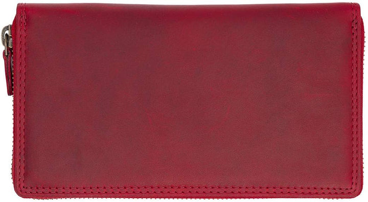 Hill Burry Damen Geldbörse Echtes Leder | Hochwertige Vintage Geldbörse mit Reissverschluss | Weiche