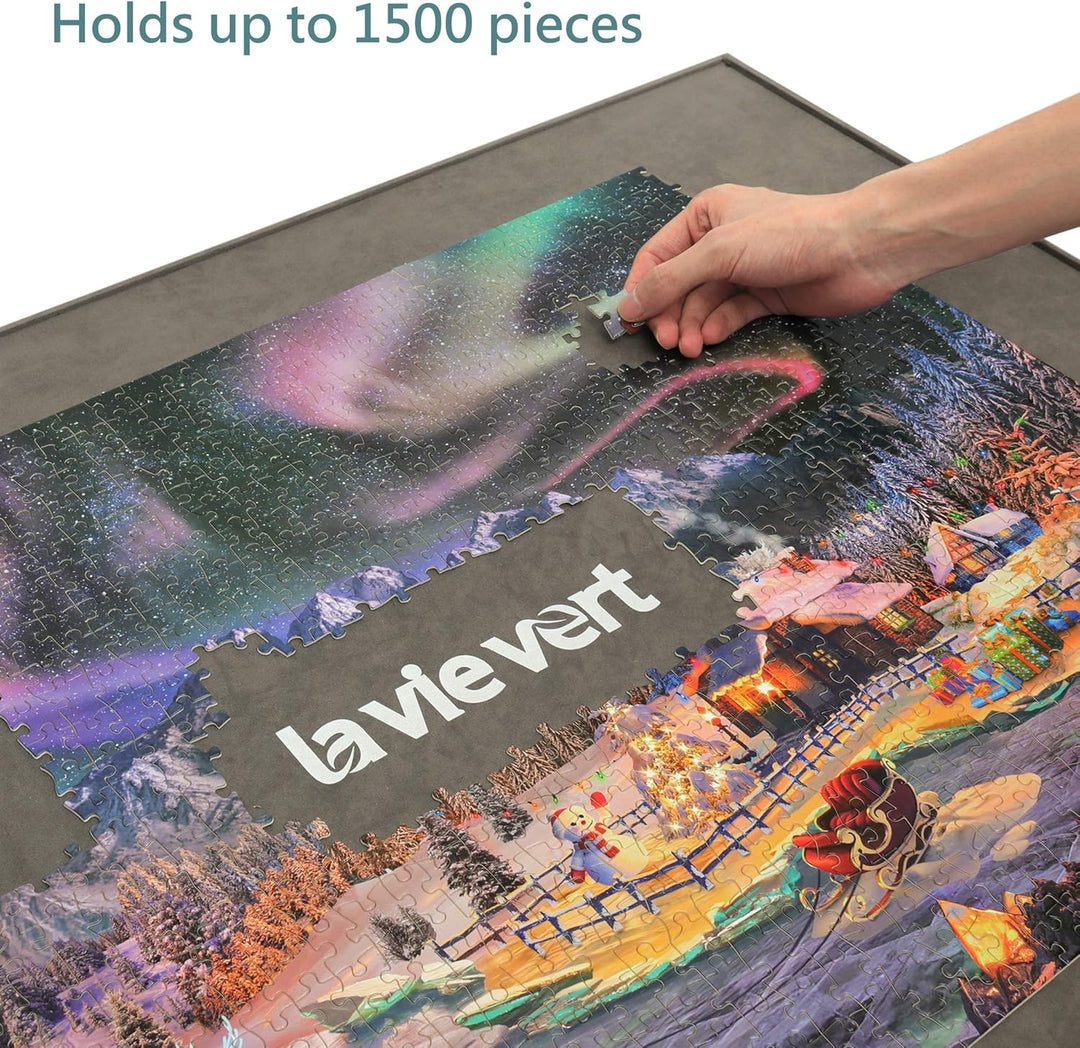 LAVIEVERT Holzpuzzle-Brett, Puzzle-Aufbewahrung, Puzzle-Sparer mit Rutschfester Oberfläche für bis z