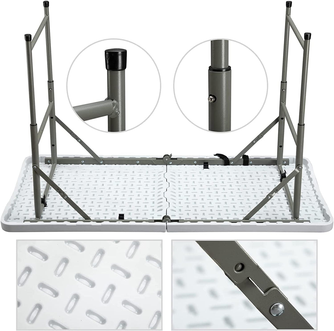 HollyHOME Klapptisch Campingtisch 4FT/122cm, Klapptisch Küche Tisch Klappbar Tragbarer Gartentisch B