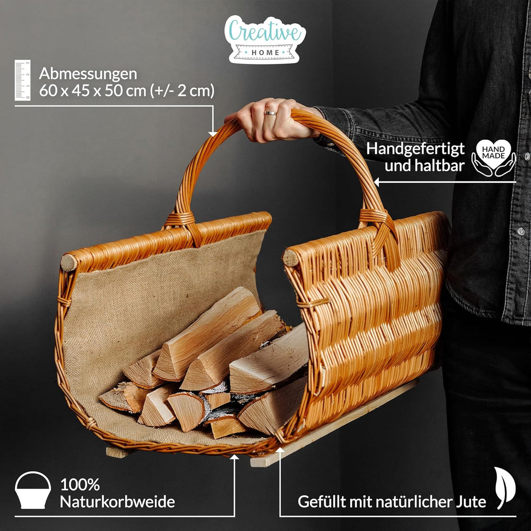 Creative Home Gross Kaminkorb Holzkorb Kaminholzkorb | 60 x 45 x 50 cm (+/-2cm) | Aufbewahrung Oval