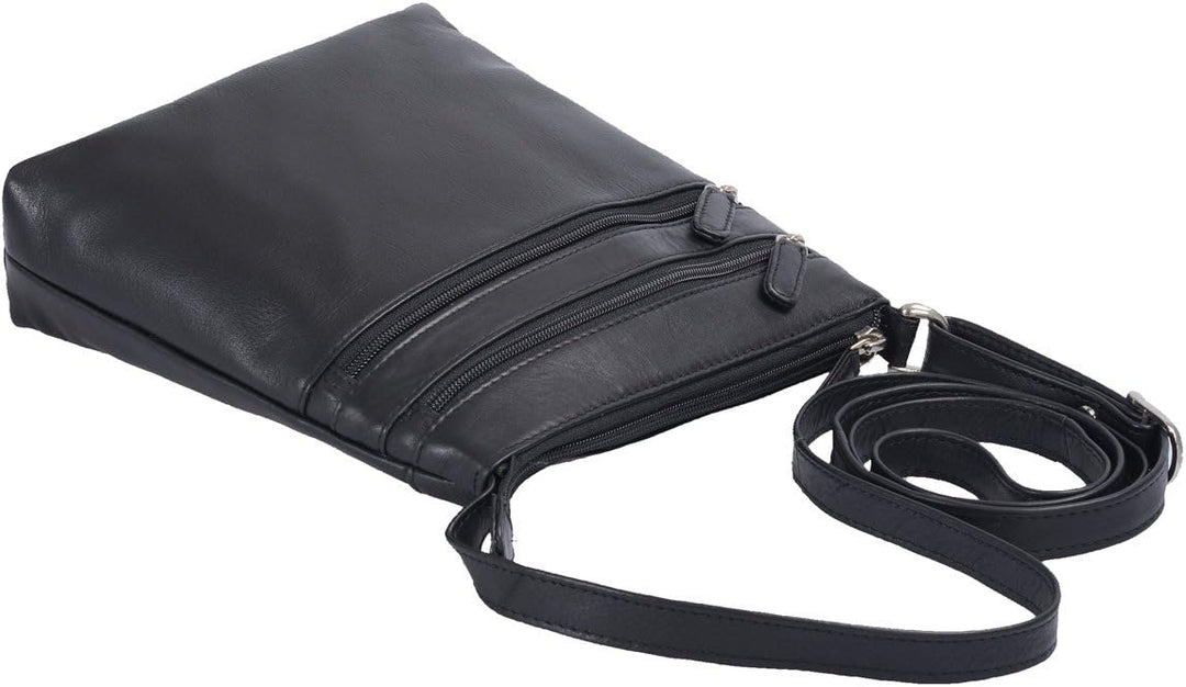 LOUANA Tasche Echt-Leder, 25x22x5,5cm Schwarz, Schwarz