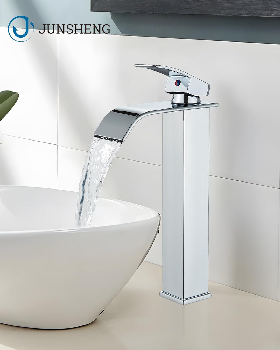 JUNSHENG Badezimmer-Wasserhahn, Moderner Einhebel-Badezimmerwaschbeckenarmatur, elektrolytische Besc