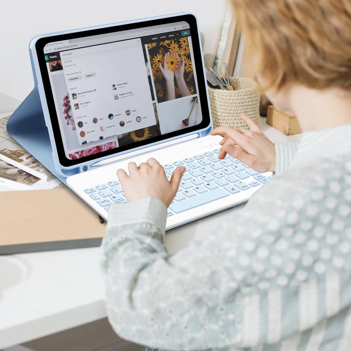 Hofsos Hülle mit Tastatur für IPad 11/10 Generation (2025/2022, 11/10.9 Zoll) - Abnehmbare Magnetisc
