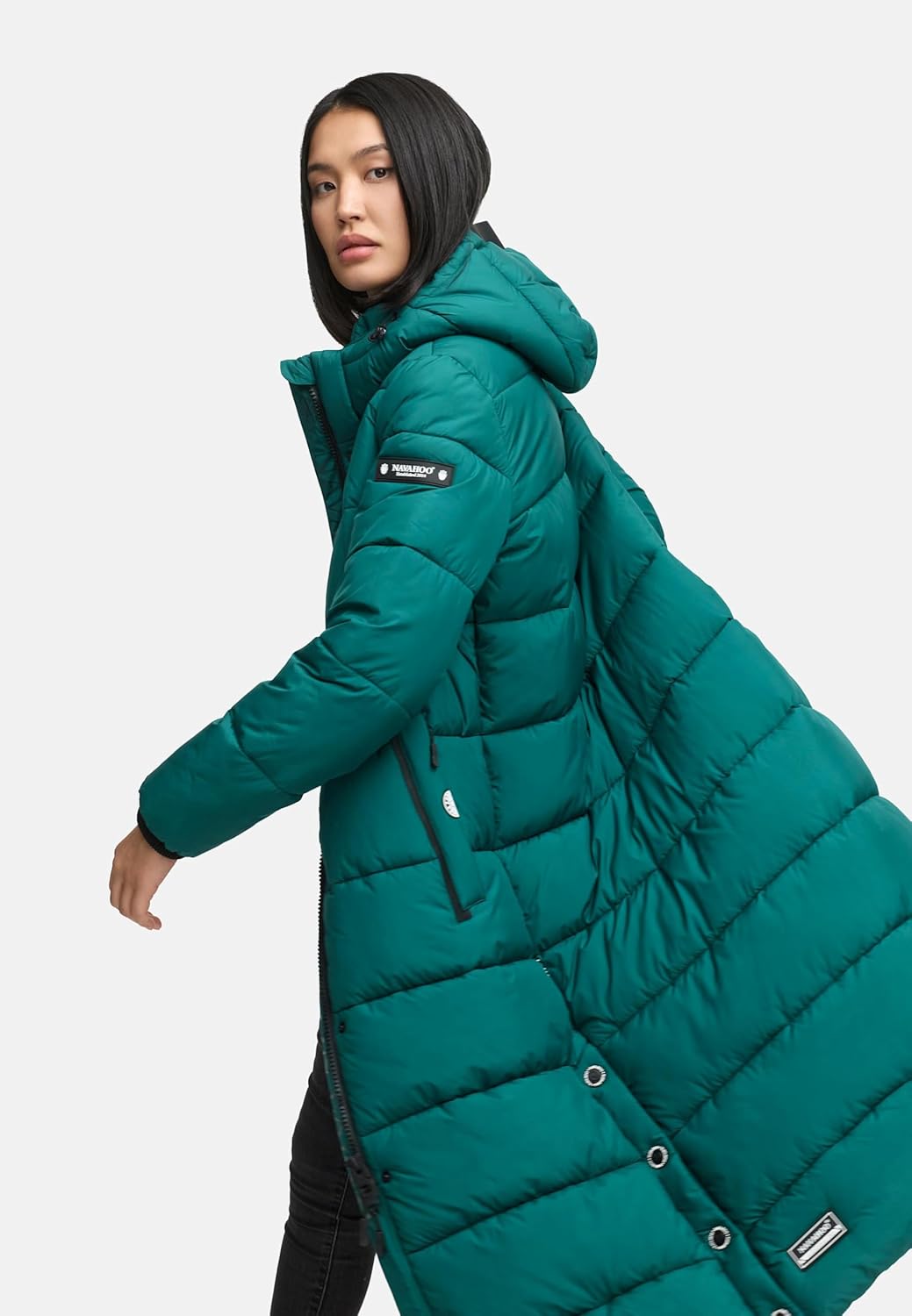 Navahoo Damen Wintermantel warmer Steppmantel lang mit abnehmbarer Kapuze Isalie XS-3XL 3XL Ocean Gr