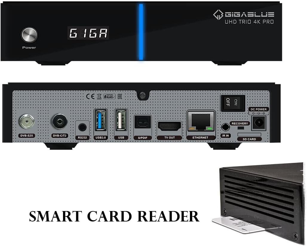 GigaBlue UHD Trio 4K PRO - Combo Tuner, W-LAN 1200Mbps, 1 x DVB-S2X Tuner, 1 x DVB-C/T2 Tuner