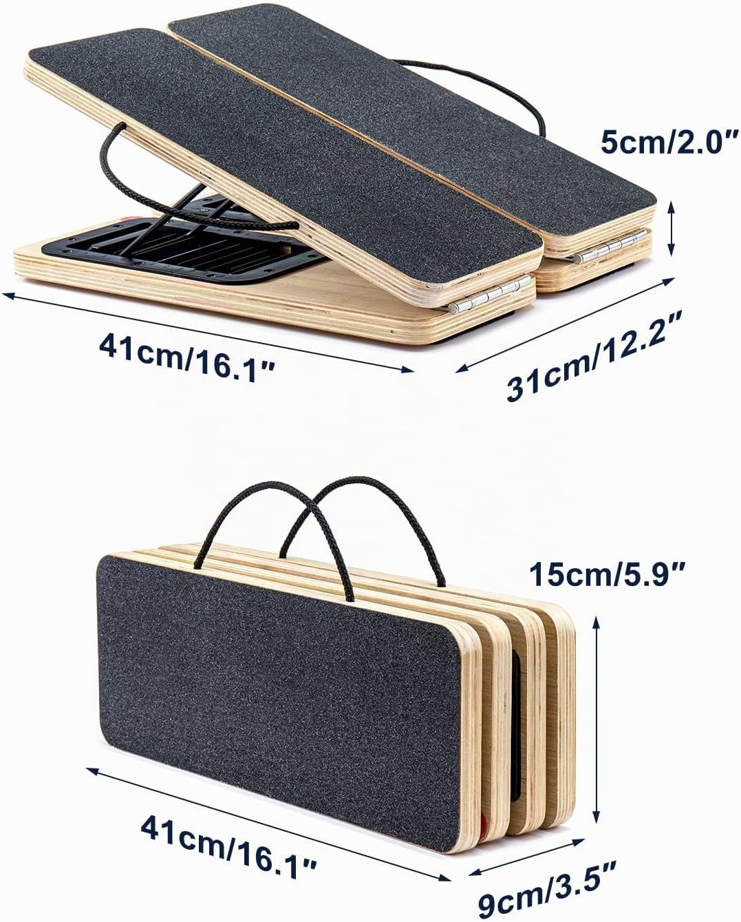 TOPIOM Schrägbrett aus Holz, Klapppbar Slant Board Schrägbrett für Kalbsdehnung, Stretch-Brett, 9 St