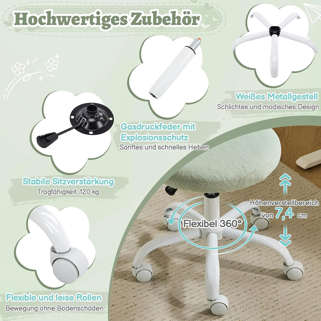Bonnlo Homeoffice Stuhl, Schreibtischstuhl, Schminktisch Stuhl, Bürostuhl ohne Armlehnen, Drehstuhl