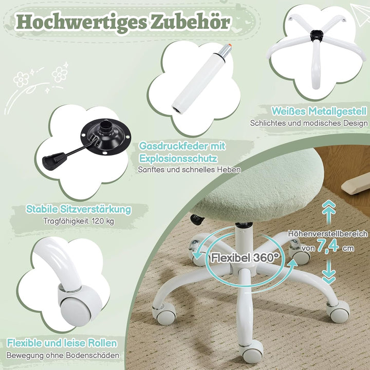 Bonnlo Homeoffice Stuhl, Schreibtischstuhl, Schminktisch Stuhl, Bürostuhl ohne Armlehnen, Drehstuhl