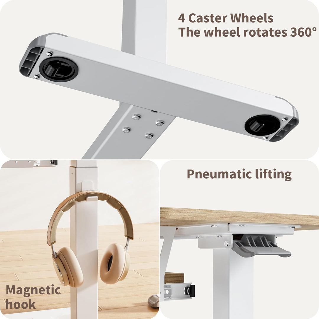 Fydeamer 68 × 50cm Mobile Standing Desk mit Tastaturablage, Höhenverstellbar Computertisch (72-109 c