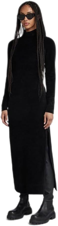 G-STAR RAW Damen Velvet Slit Kleid Casual Dress XXS Schwarz (Dk Black D24224-d428-6484), XXS Schwarz