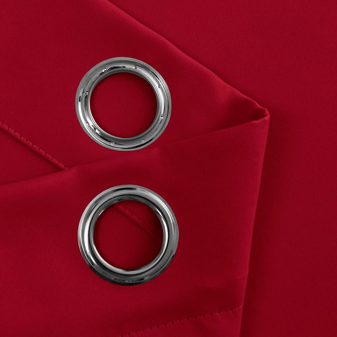 JIUZHEN Blickdicht Vorhänge Gardinen Ösenvorhang für Schlafzimmer Wohnzimmer,Rot Verdunkelungsvorhan