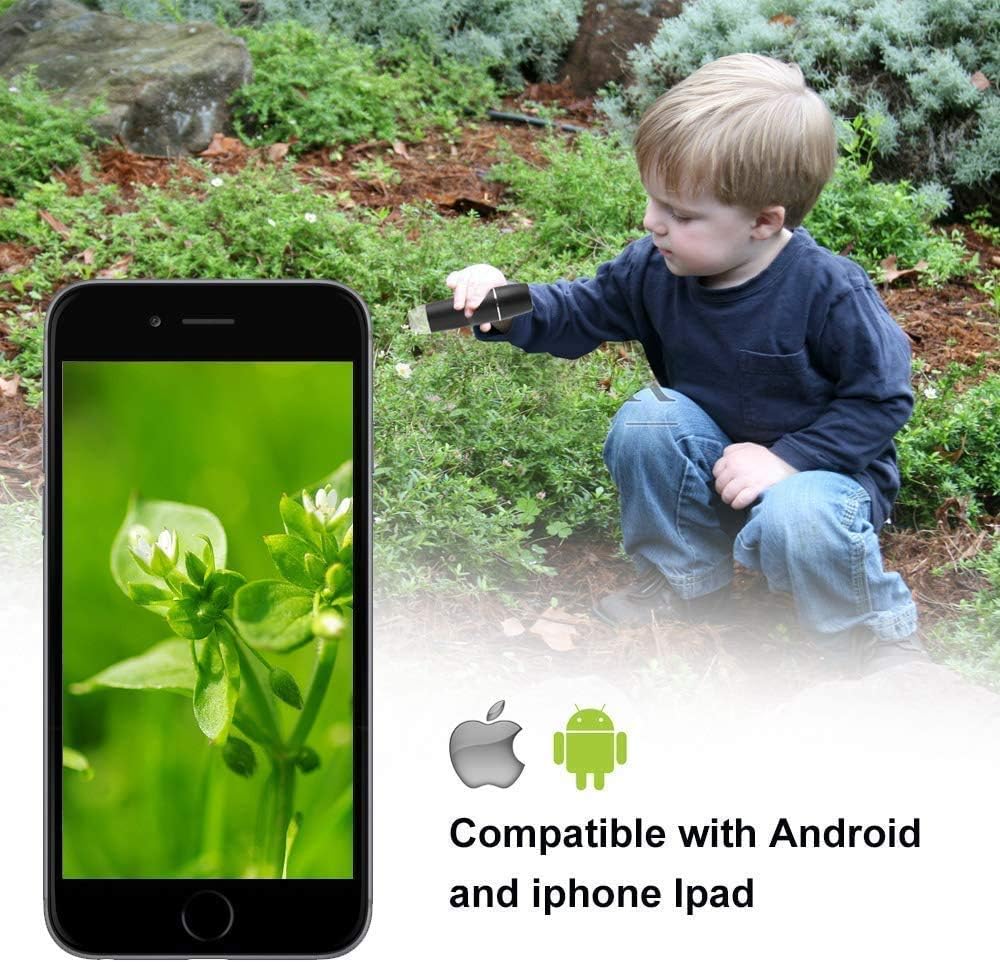 WiFi mikroskop,XVZ 50X bis 1000x Digital Mikroskoplupe, Mini-Taschen-Handmikroskopkamera mit Lichtko