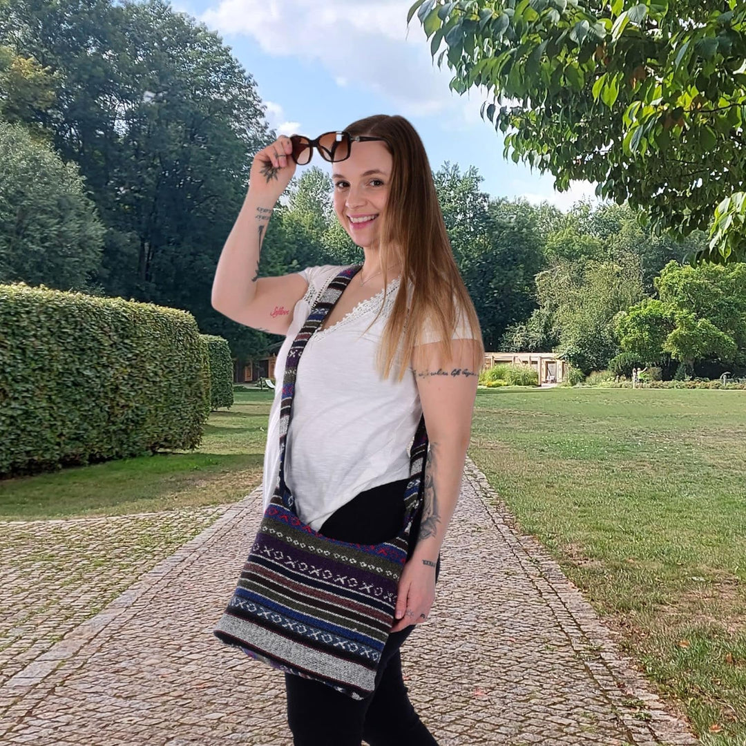 Sunsa Damen Umhängetasche. Hobo Tasche aus gewebter Baumwolle mit verstellbare Henkel. Crossbody Sch