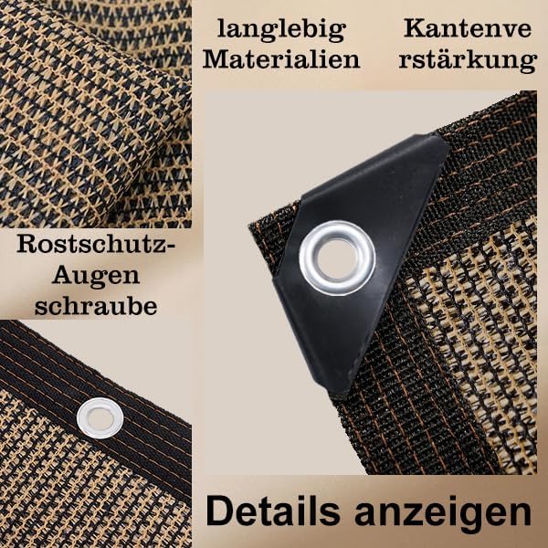 Schattierungsnetz,Schattiernetz mit ösen,80% UV-Beständiges Schattennetz für gewächshaus, Wiederverw