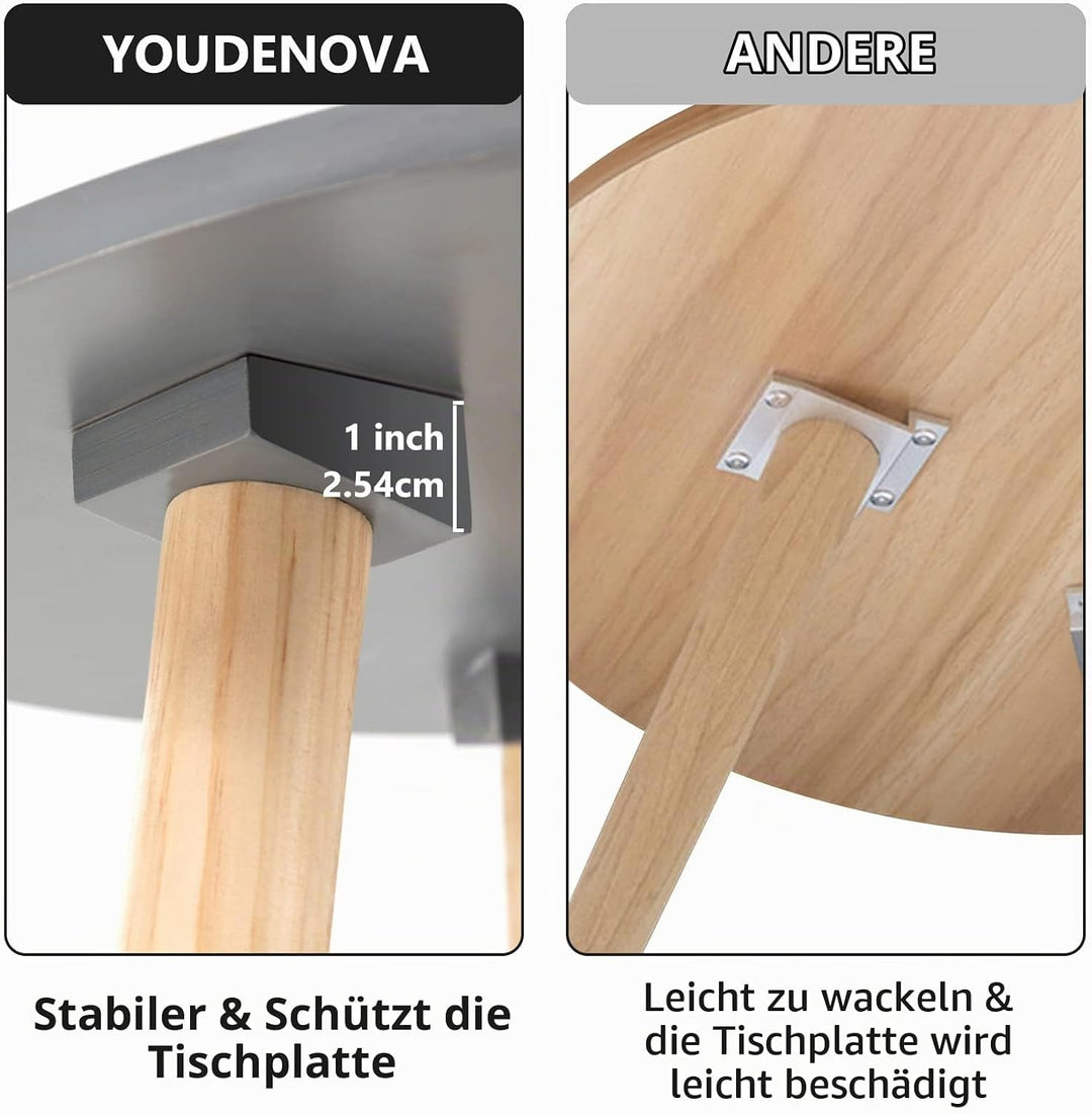 YOUDENOVA Beistelltische Holz, Couchtisch rund, Ø42x52cm, Wohnzimmertisch, Nachttisch mit Tablett, S