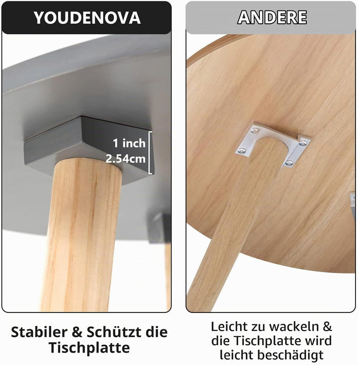 YOUDENOVA Beistelltische Holz, Couchtisch rund, Ø42x52cm, Wohnzimmertisch, Nachttisch mit Tablett, S