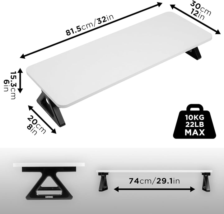 Duronic DM06-2 WE Monitorständer, 82 x 30 cm, Schreibtischaufsatz Erhöhung Bildschirmständer, Dual M