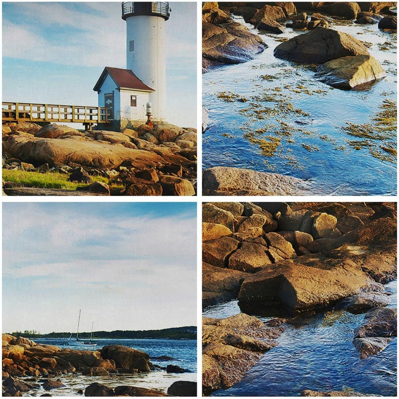 Bilder auf Leinwand Leuchtturm Ufer Wolke Landschaft Leinwandbild 70x50cm Wandbilder Dekoration Wohn