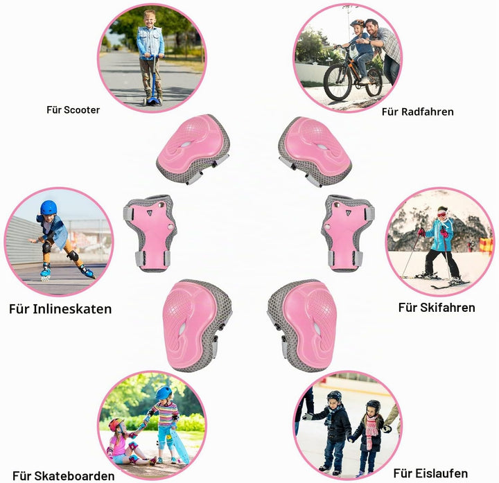 Kinder Schutzausrüstung 2-10 Jahre – Knieschoner, Ellenbogenschoner für Inliner, Rollschuhe, Skatebo