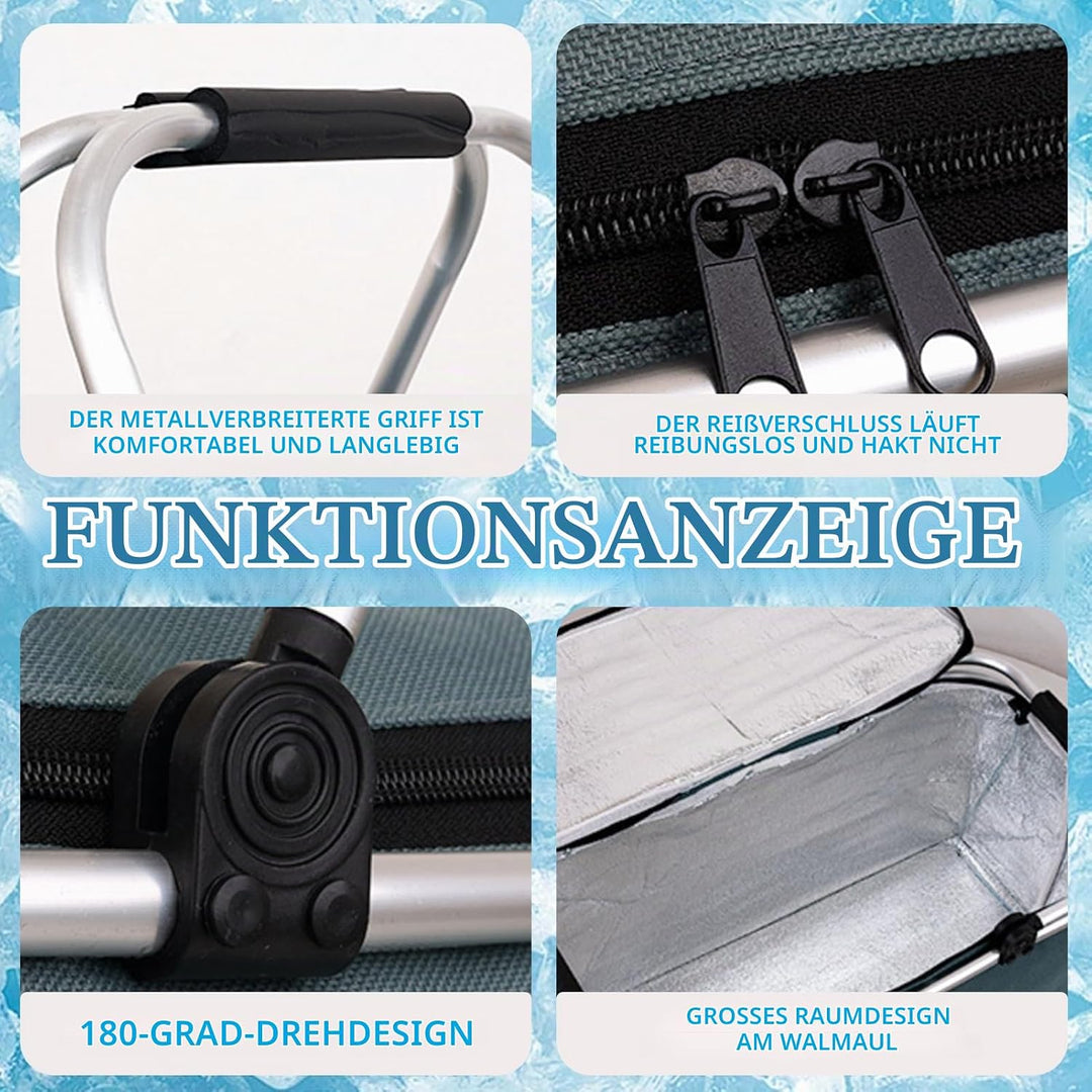 30L Faltbare Kühltasche mit 2 Eisakkus – Isolierte Thermotasche für Picknick, Camping, Einkaufen, Bü