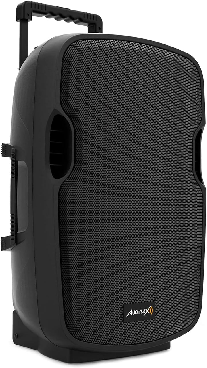 Audibax Denver 15 Altavoz Activo PA 15" Con Batería, Ruedas + 2 Micros Inalámbricos Mano 15 Pulgadas