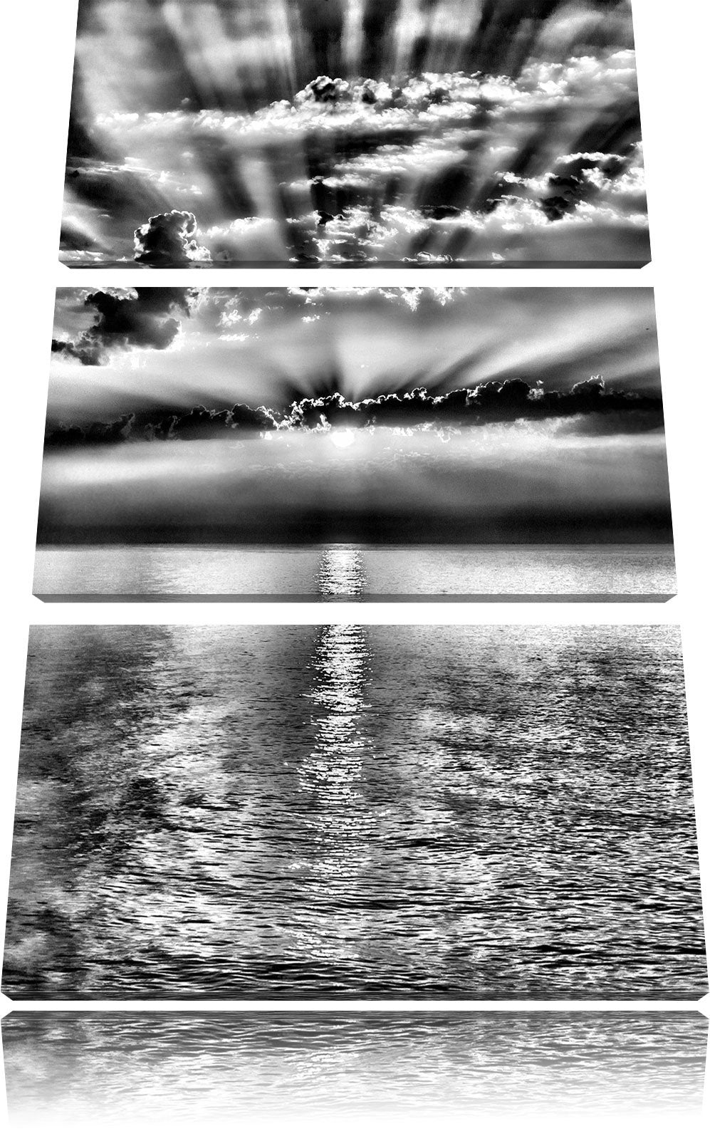 Pixxprint Meer im Sonnenaufgang als Leinwandbild/Grösse: 3 Teilig (120x80) cm/Wandbild/Kunstdruck/fe