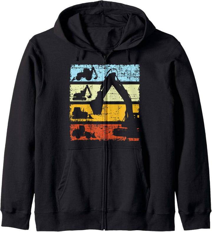 Bagger Baggerfahrer Baustelle Retro Vintage Bauarbeiter Kapuzenjacke