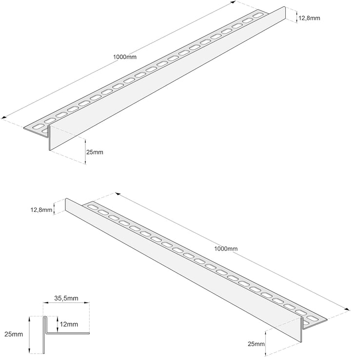 Aquabad Edelstahl Gefälleprofil Clive für begehbare Dusche 100cm, 1x paar (links und rechts), Kanten