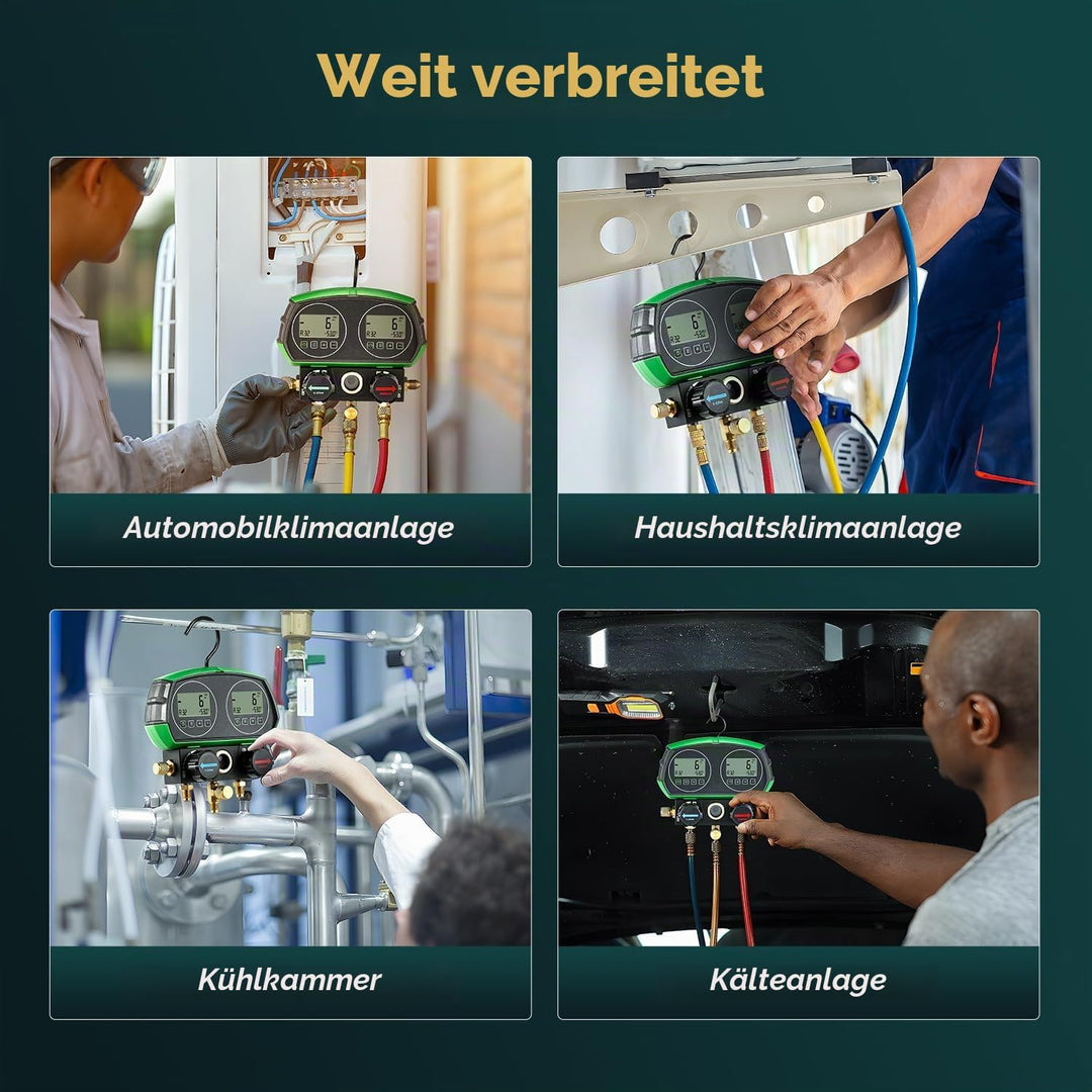 Bonvoisin HVAC Digitales Verteiler-Messgerät, 90-Arten Kältedaten, Dual Screen Display, mit Kühlmitt