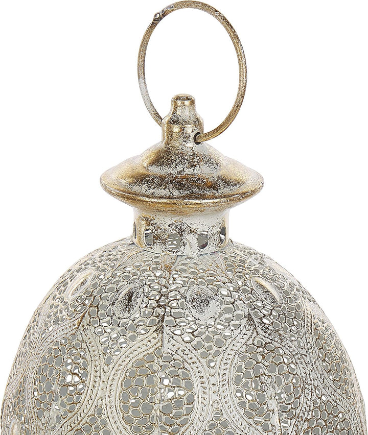 Dekorative Lanterne 34 cm gold aus Metall mit dekorativen Verzierungen Amorgos