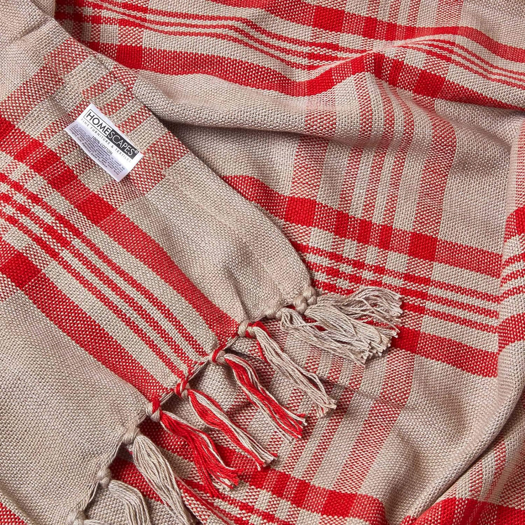 Homescapes extra grosse Tagesdecke mit Tartan-Muster, Sofa-Überwurf 255 x 360 cm mit Fransen, weiche