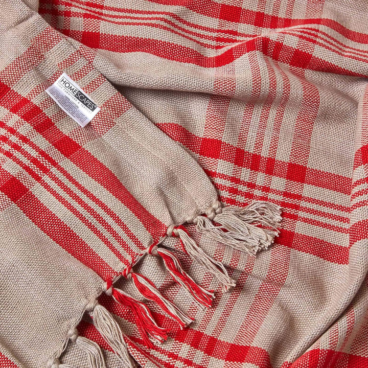 Homescapes extra grosse Tagesdecke mit Tartan-Muster, Sofa-Überwurf 255 x 360 cm mit Fransen, weiche