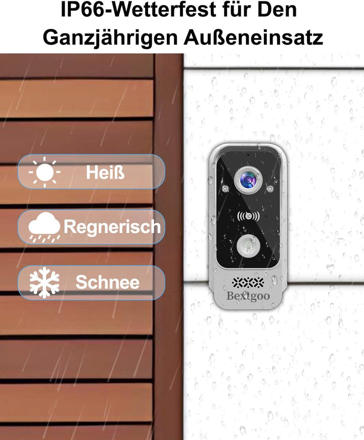 2K Türsprechanlage mit Türöffner, Video Türklingel mit Kamera WLAN mit 7" Touchscreen, App, IC Card