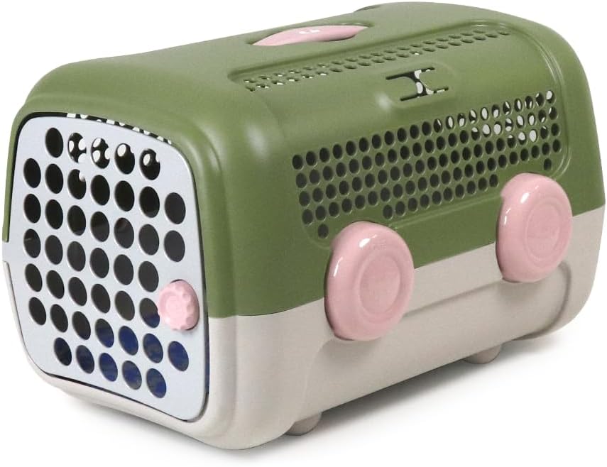 UNITED PETS A.U.T.O. Transportbox für Hunde und Katzen, robust, hergestellt in Italien, Grün/Taupe,