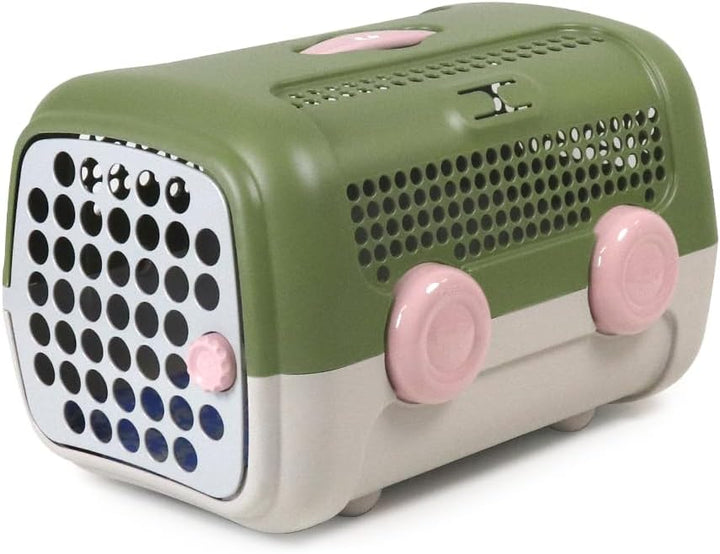 UNITED PETS A.U.T.O. Transportbox für Hunde und Katzen, robust, hergestellt in Italien, Grün/Taupe,