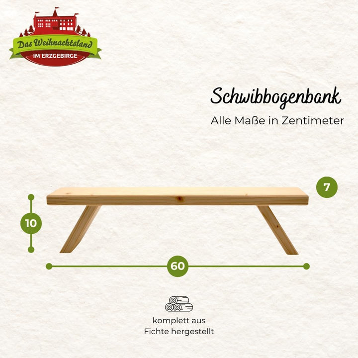 Schwibbogenbank aus Holz – Fensterbank Erhöhung für Lichterbogen – Holzbank für Schwibbogen – ideal