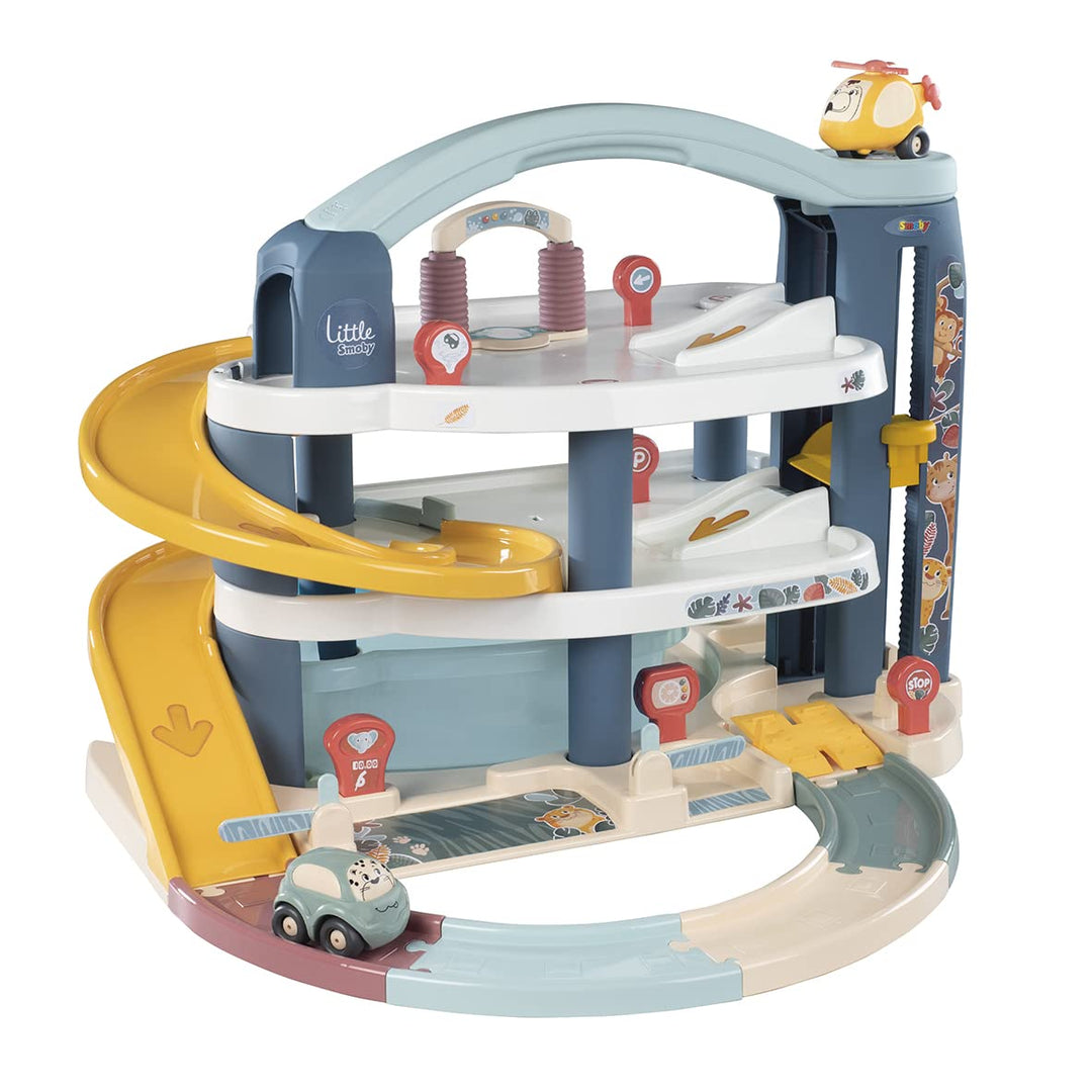 Smoby Toys - Little Smoby Parkhaus für Kinder ab 18 Monaten - grosse Parkgarage inkl. 1 Auto, 1 Hubs
