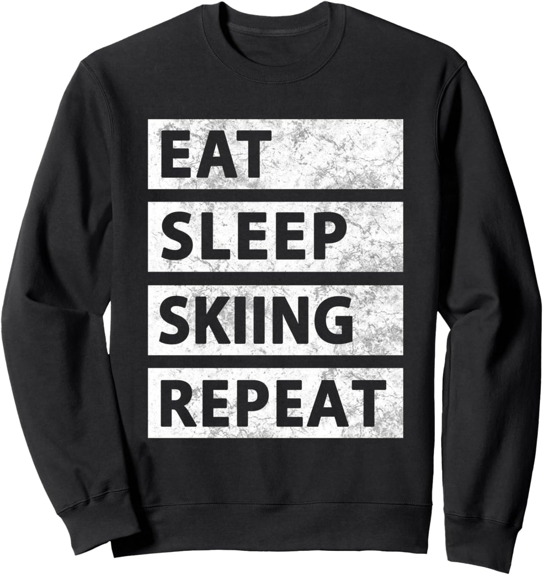 Lustiges Eat Sleep Skiing Repeat Kinder Skifahrer Sweatshirt