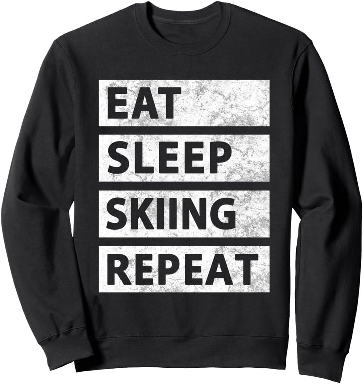 Lustiges Eat Sleep Skiing Repeat Kinder Skifahrer Sweatshirt
