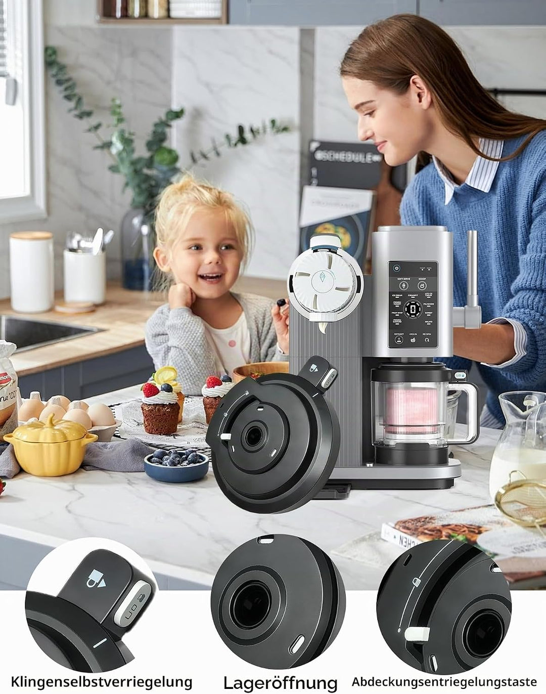 Ersatz Deckel für Ninja Swirl NC701EU Eismaschine Aussenschalendeckel Auslaufsicherer Ersatzdeckel K