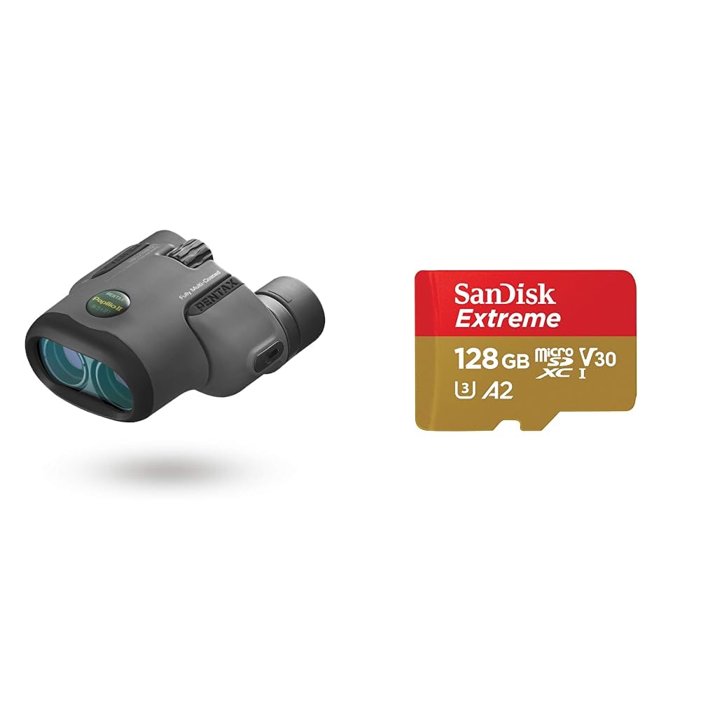 PENTAX Papilio II 8.5x21 Kompaktes Fernglas BAK4-Prisma & SanDisk Extreme microSDXC UHS-I Speicherka