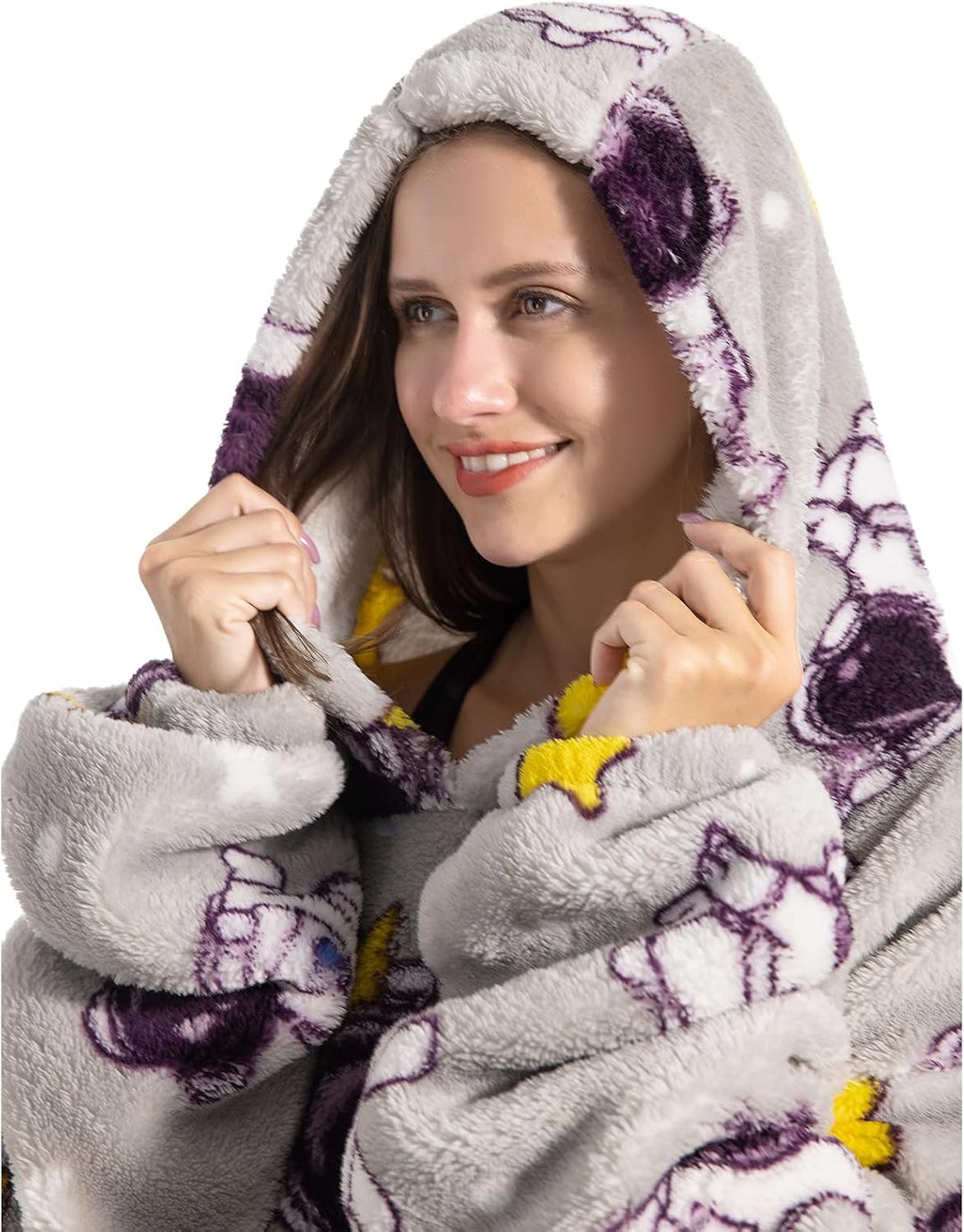 Ultra Weiche Hoodie Decke mit Ärmeln Warme Flanell Decke zum Anziehen für Zuhause Sofa und Bett, Kus