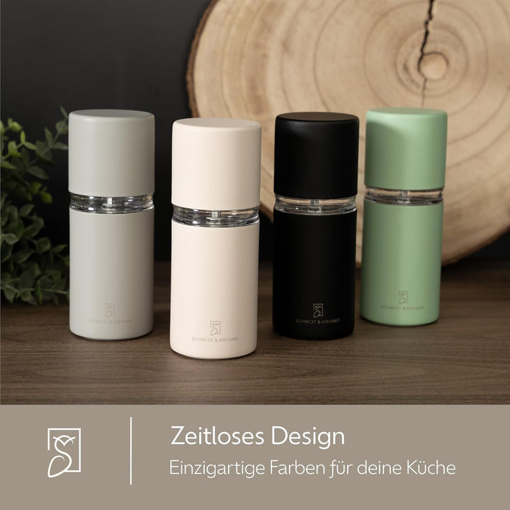 SCHMIDT & KRAMER Muskatnuss Mühle I hochwertige Muskatmühle aus Edelstahl mit Vorratsbehälter, schar