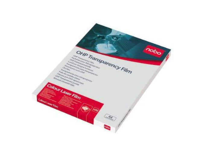 Nobo 33638782 Folie für OHP für Farblaserdrucker, Format: A4, 120 My, mit Spezialbeschichtung, 50 St
