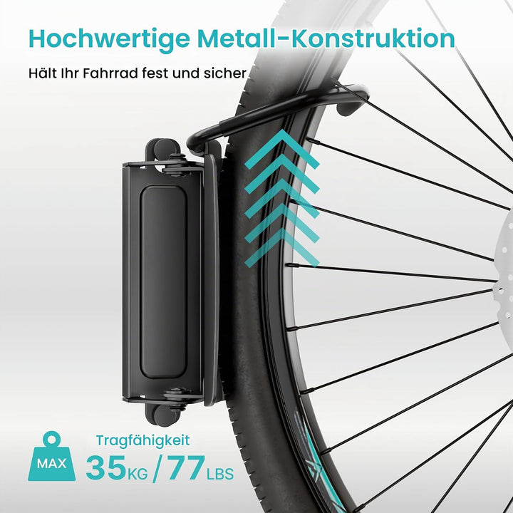 2er-Packung Fahrradhaken für die Garage, robuste, schwenkbare Wandhalterung für Fahrräder, Tragkraft